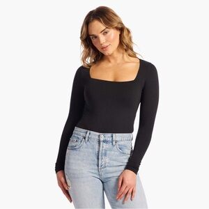 Nuuds Black Fitted Bodysuit with Long Sleeves